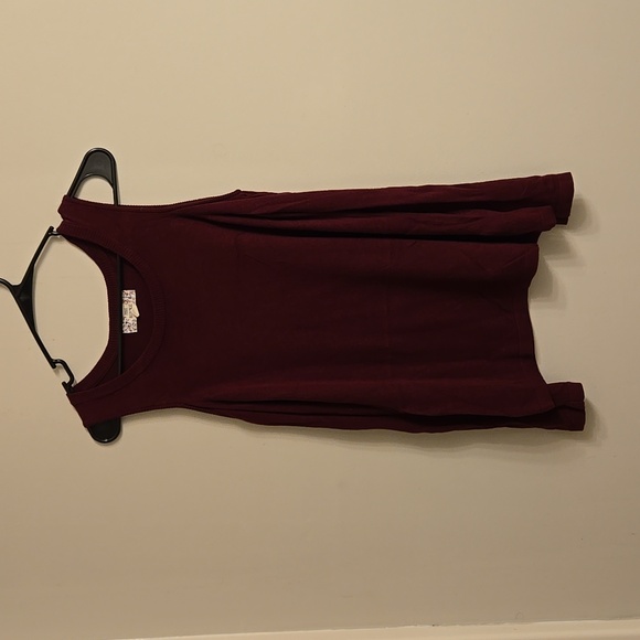 Burgundy Pink Republic Sweater with Cutout Shoulders with Braded Sleeve. - Picture 1 of 3